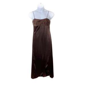 Prom Wedding Evening Dress Spaghetti Alfred Angelo Brown Satin Formal sz 10 NWT
